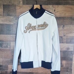 Vintage Y2K Abercrombie & Fitch Cream White Navy Full Zip Track Jacket Sz XXL